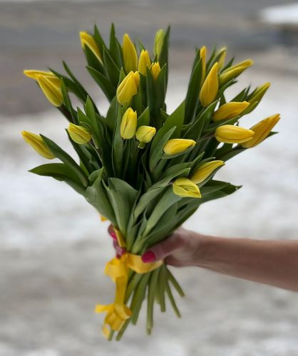 Букет жёлтых тюльпанов "Чудесный день" с доставкой на дом по Белебею